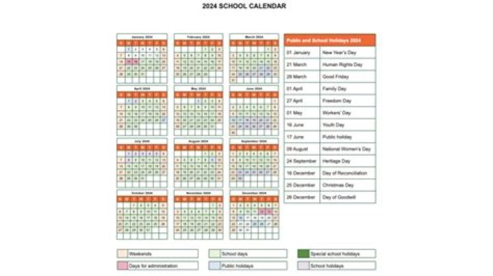 2024 school calendar in South Africa