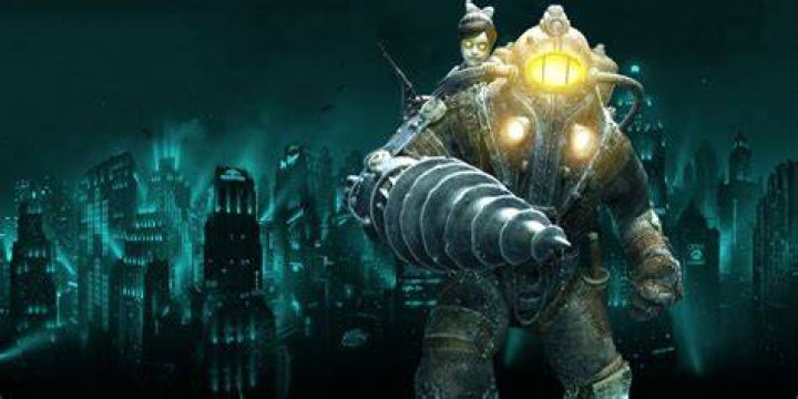 A Big Daddy and Little Sister in BioShock.
