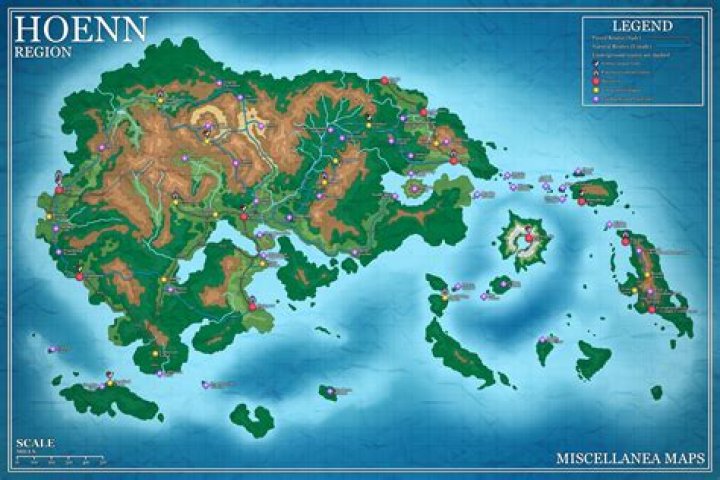 A map of the Hoenn region in Pok&eacute;mon