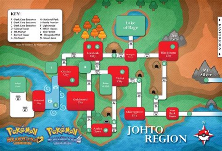 A map of the Johton region in Pok&eacute;mon