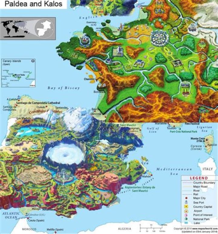 A map of the Kalos region in Pok&eacute;mon