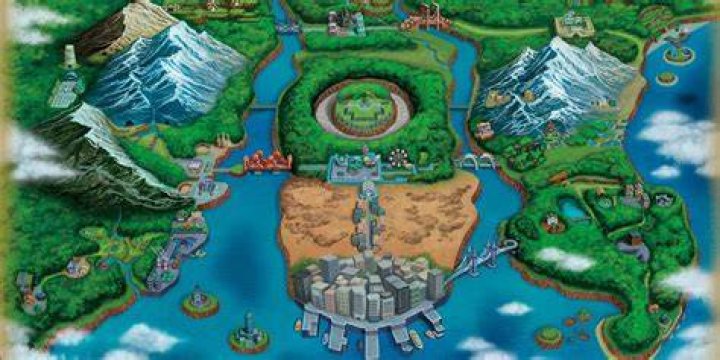 A map of the Unova region in Pok&eacute;mon
