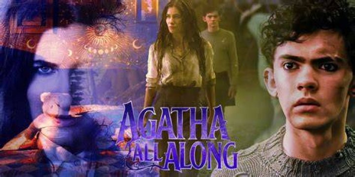 A split image depicts Agatha Christie characters Daphne Castle, Leonard Vole, and Eileen Brent in various adaptations