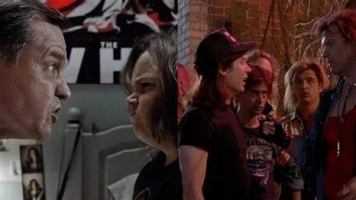 A split screen of Meat Loaf in Fight Club and Rocky Horror Picture Show.
