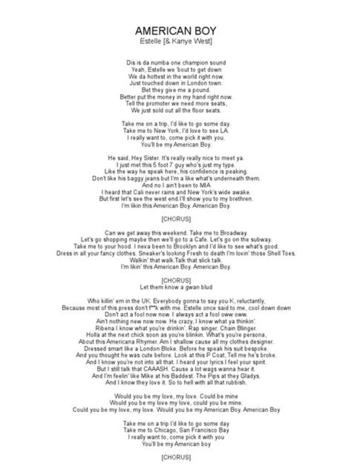 American Boy Lyrics Hip Hop Recorded Music