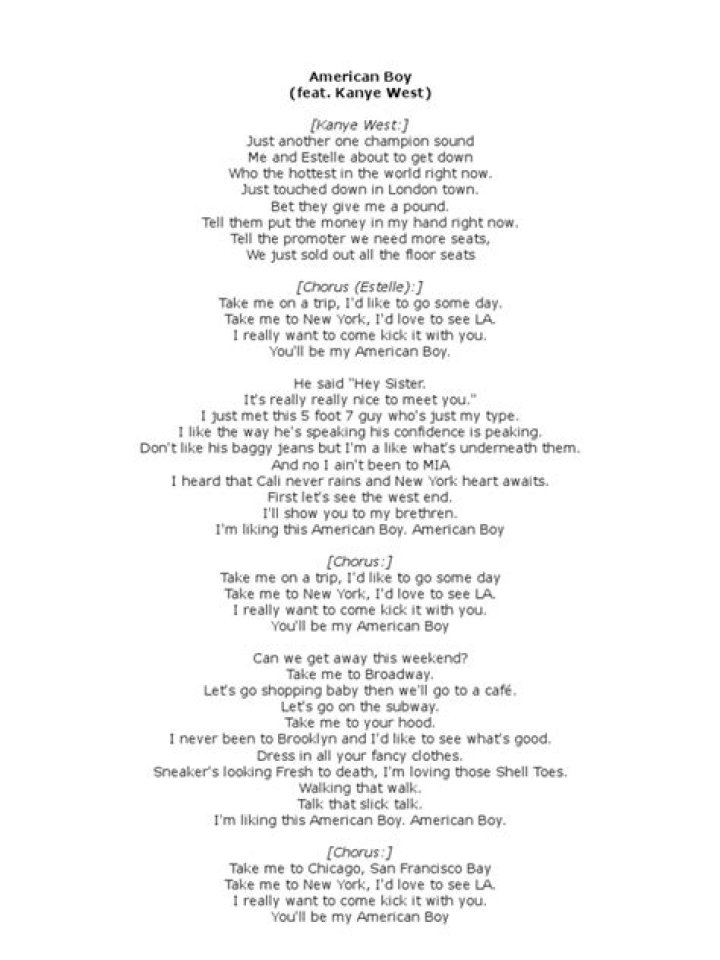 American Boy Lyrics Recorded Music Leisure