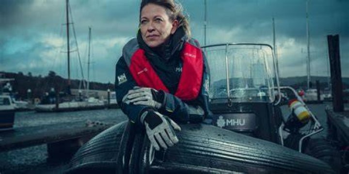 Annika (Nicola Walker) in uniform on a boat in Annika