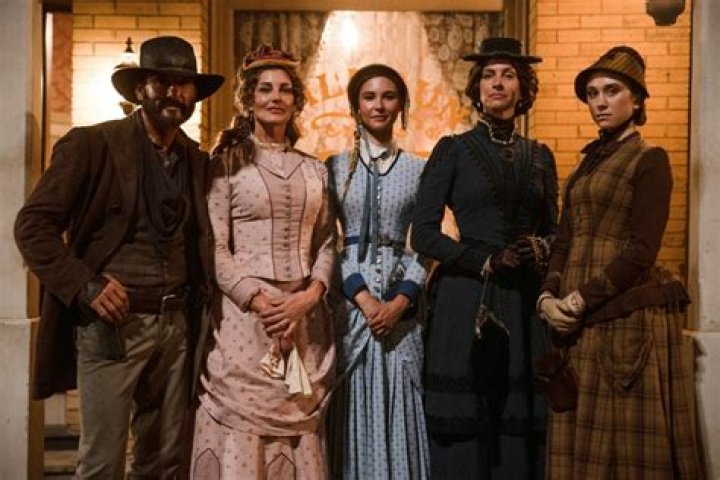 Aunt Claire (Dawn Olivieri) facing down bandits in 1883