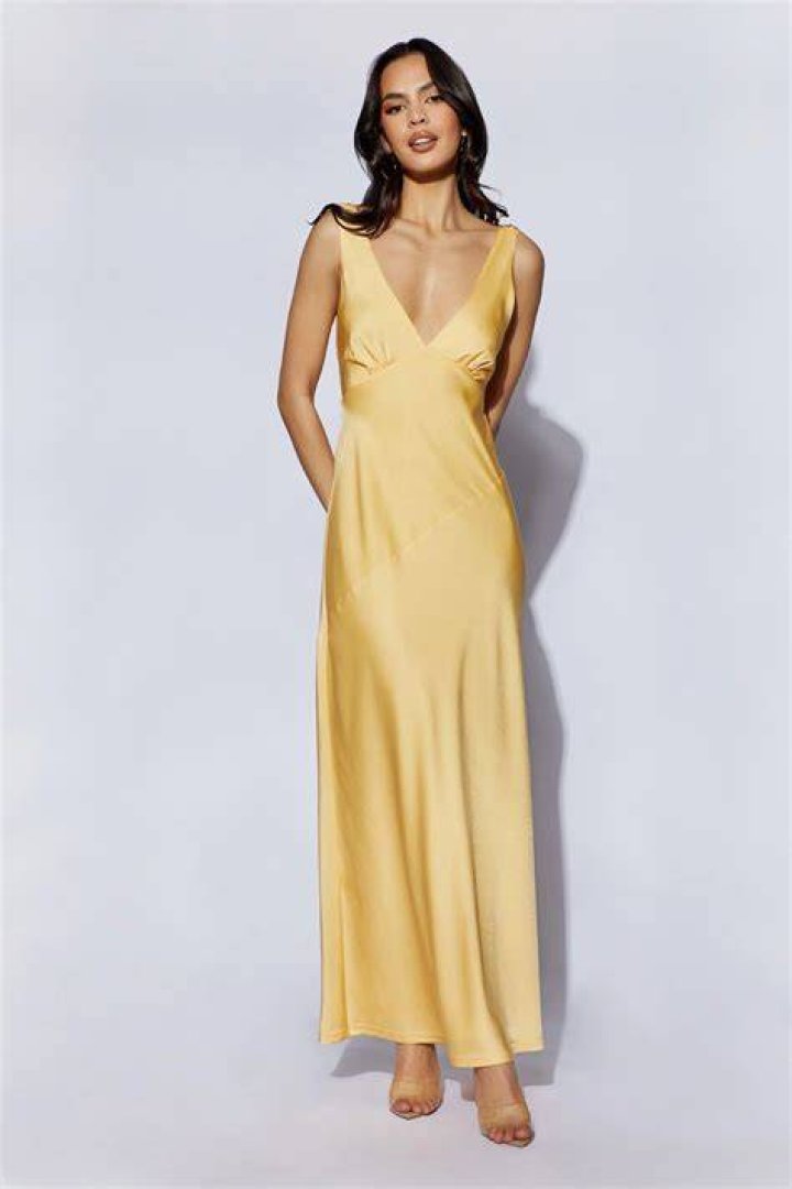 Bare back sheet mesh dress with sequin embellished leaves detailing