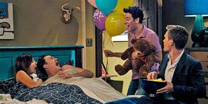 Barney and Ted interrupting Lily and Marshall in bed