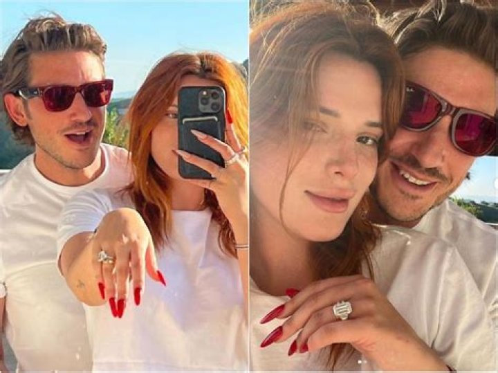 Bella Thorne wearing her engagement ring. Photo / Benjamin Mascolo / Instagram