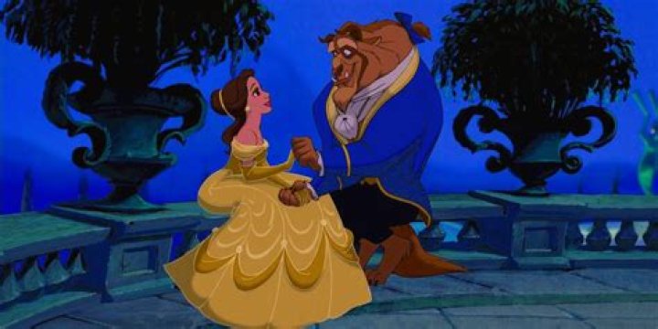 Belle and the Beast from Beauty And The Beast dancing in the ballroom