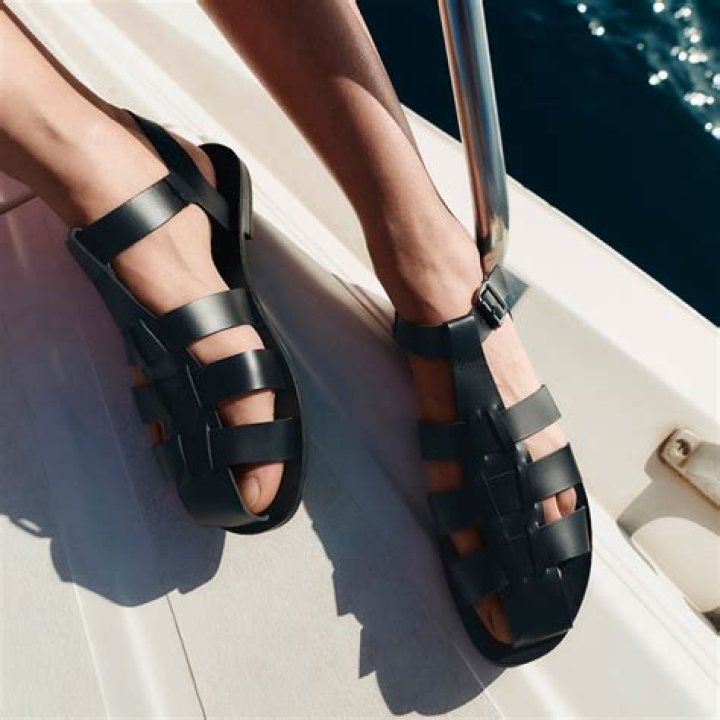 Black fisherman style sandals