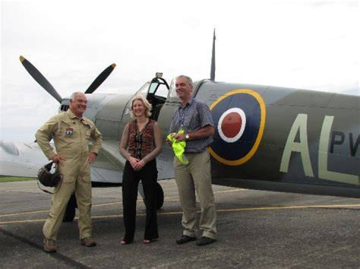 Brendon Deere with his Spitfire. Photo/Gavin Conroy-The Wireless