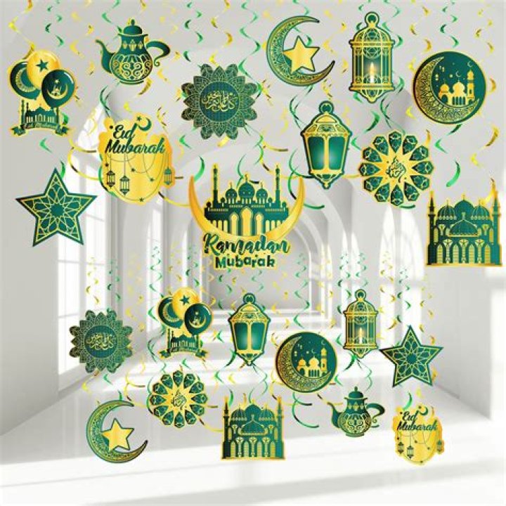 Buy 30 Pieces Ramadan Mubarak Decorations, Eid Mubarak Hanging Swirl