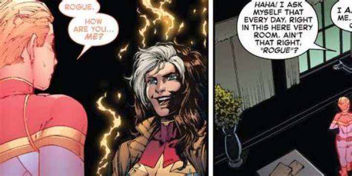 Carol Danvers meets a Rogue Captain Marvel in Marvel Comics.