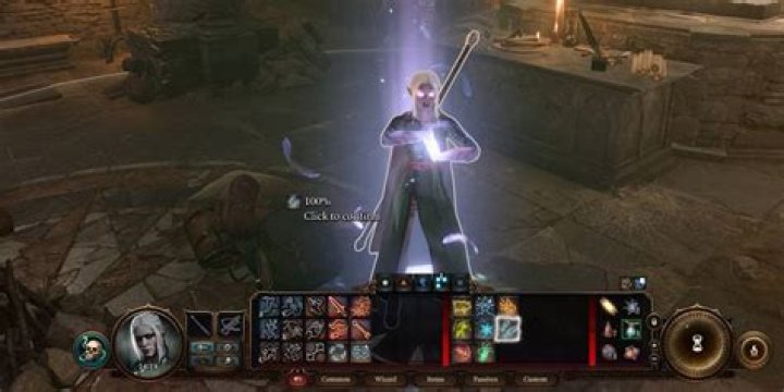 Character preparing to cast feather fall in Baldur's Gate 3