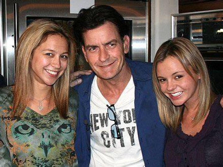 Charlie Sheen and his goddesses Bree Olson, left, and Natalie Kenly in 2011. Photo / Getty Images