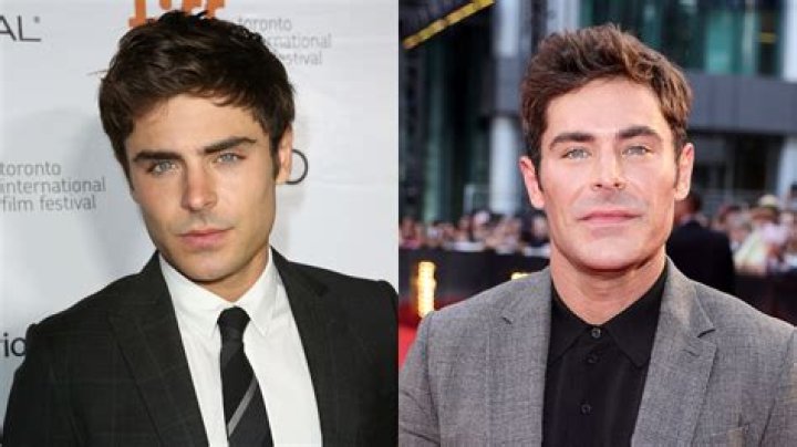 Collage of Zac Efron and Matthew Perry in front of a background of a partial brick wall and a cartoony sun