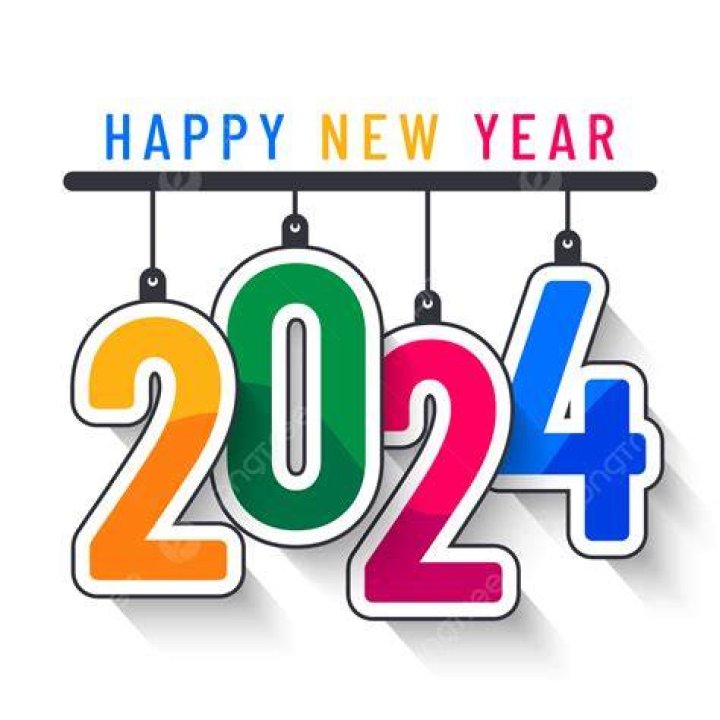 Colorful Happy New Year 2024 In Hanging Style, 2024 Clipart, Happy New