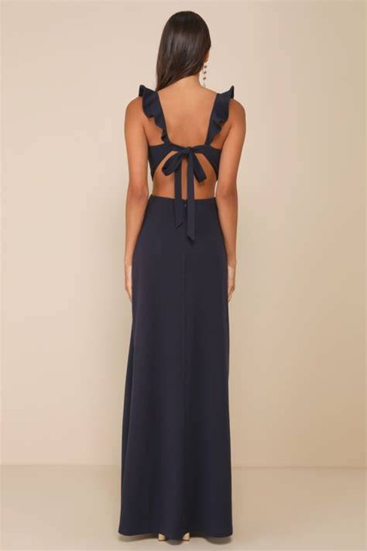 Cut-out ruffle maxi with a halter neckline