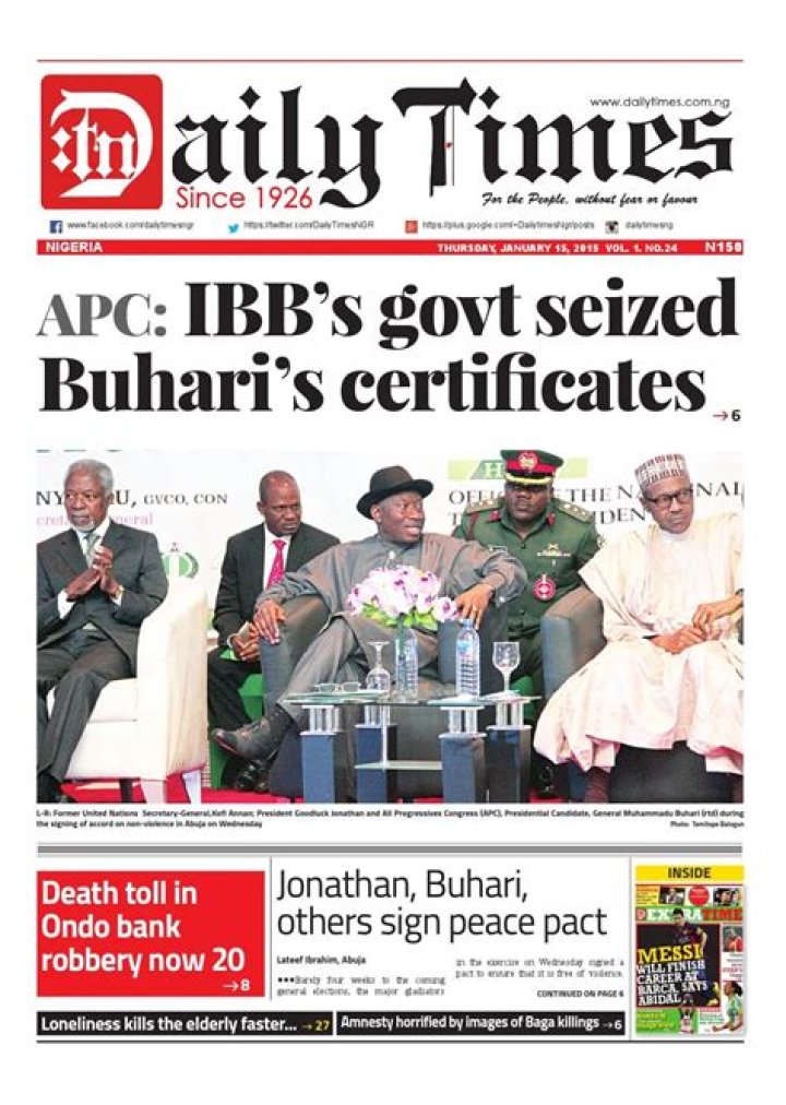 Daily Times of Nigeria Newspaper. by Desola Akindele Issuu