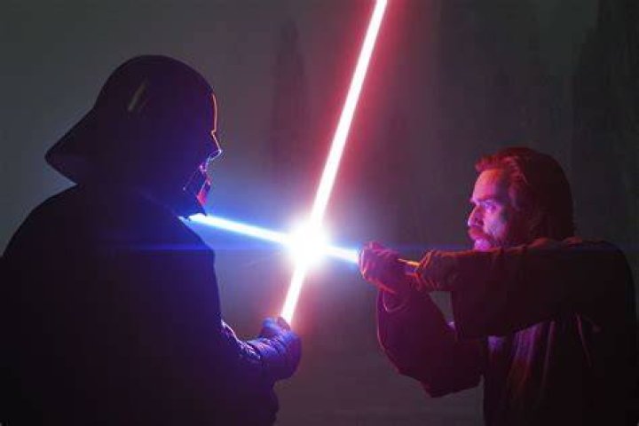 Darth Bader and Puke Skypooper duel in Crayon Shin-Chan