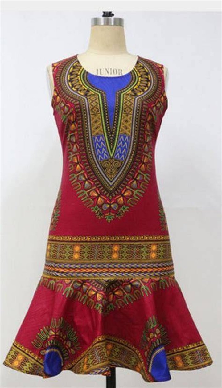 Dashiki ankara wax African print high low dress