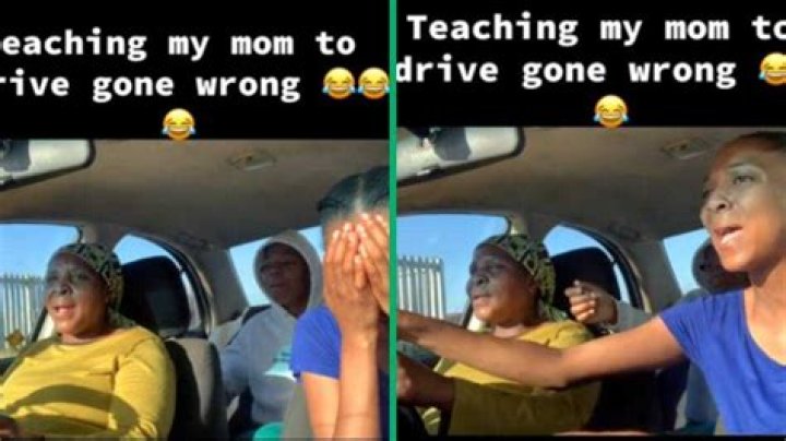daughter teaches mom to drive