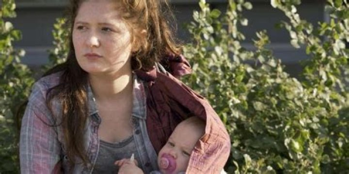 Debbie Gallagher and baby Franny in a sling