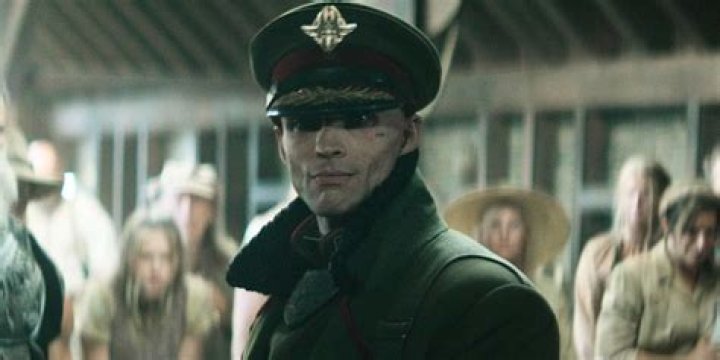 Ed Skrein looking smug as Admiral Atticus Noble in Rebel Moon: Part One - A Child of Fire