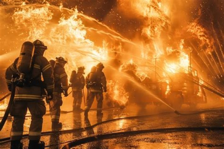 Firefighters battling the blaze. Photo / Supplied