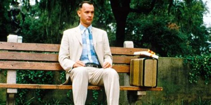 Forrest sits on a bench in Forrest Gump