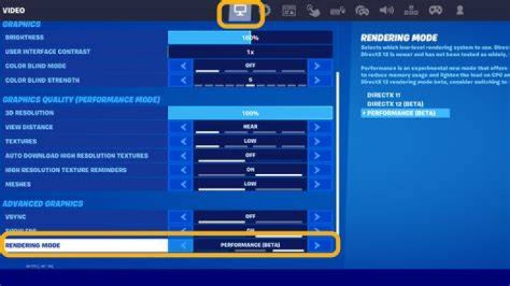 Fortnite Performance Mode Menu