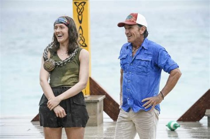 Frannie Marin and Jeff Probst Survivor 44 on beach 