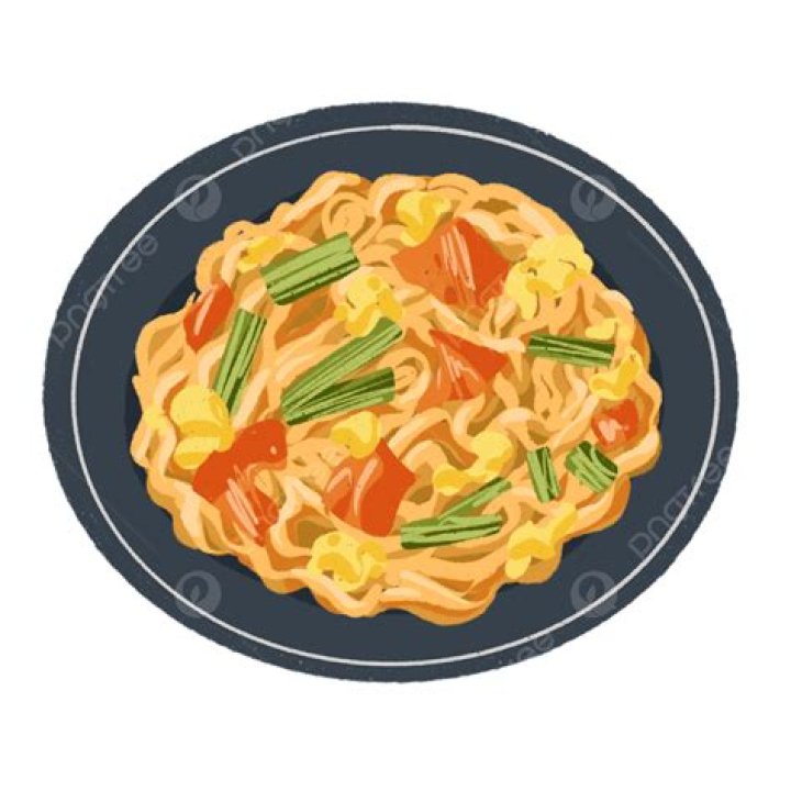 Fried Noodle Vector Sticker Food Illustration, Fried Noodle, Mie Goreng