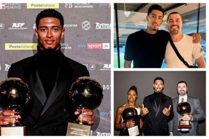 Golden boy Jude Bellingham reunites with his father after winning award