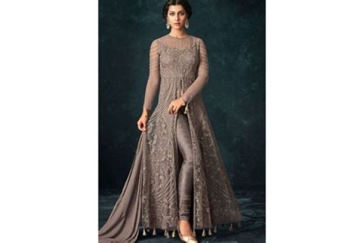 Grey Net Trouser Style Designer Suit 1205 Pakistani fashion party