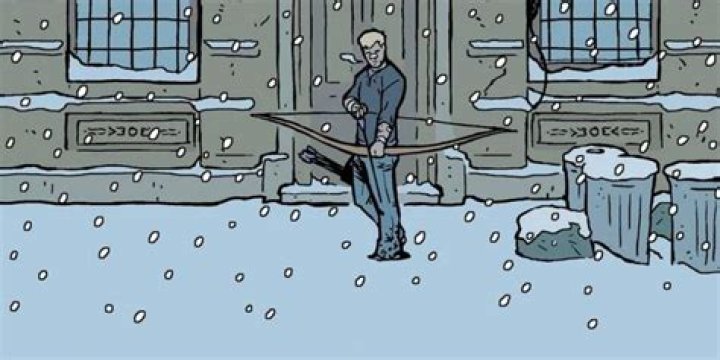 Hawkeye roams the streets as it snows