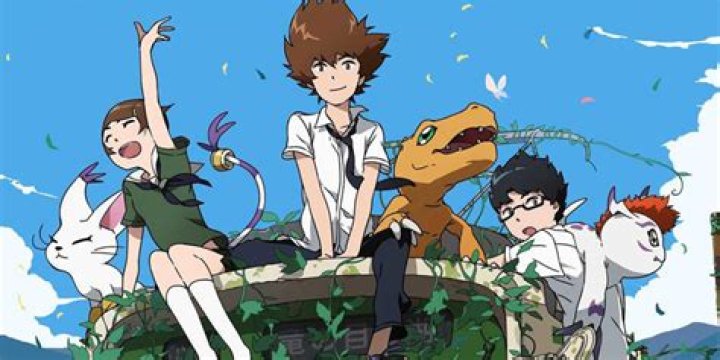 Hikari, Taichi, and Joe riding on top of the van in Digimon Adventure tri: Reunion
