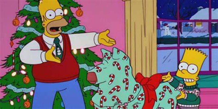 Homer and Bart presenting a wrapped pony