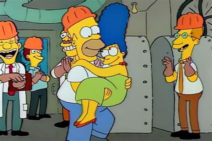 Homer carrying a bag of toys followed by a reindeer