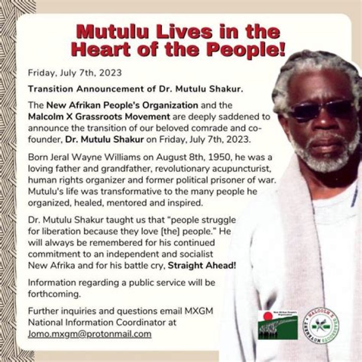 Is Mutulu Shakur alive?