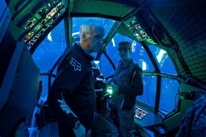 James Cameron and Edie Falco behind the scenes in Avatar: The Way of Water.