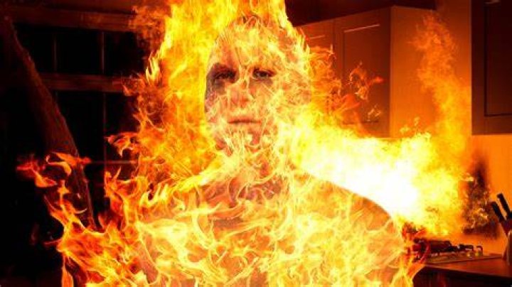 Jerry arm on fire and pie in face