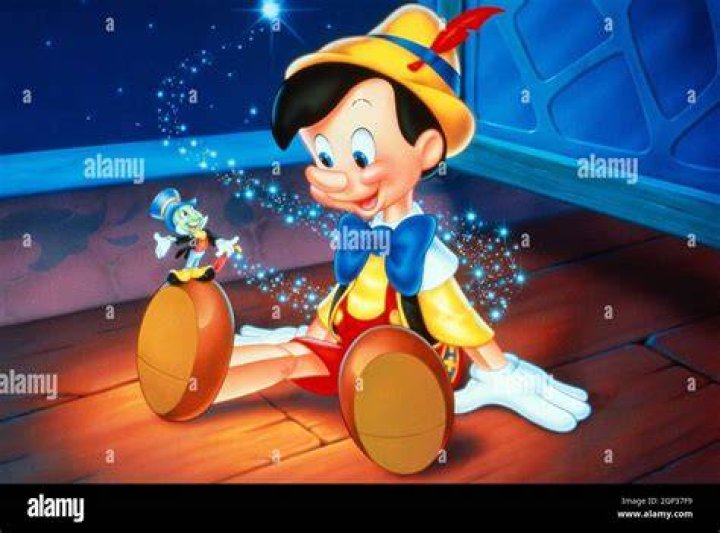 Jiminy Cricket stands on Pinocchio's shoe in Pinocchio (1940)
