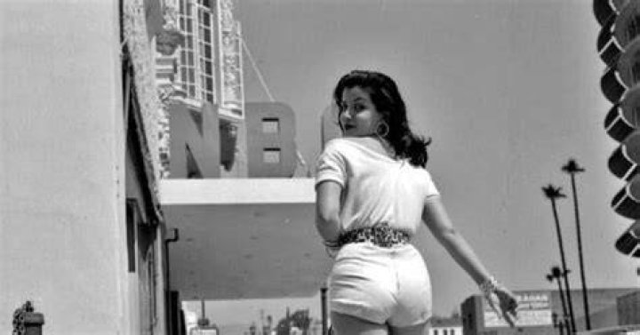 Joan Bradshaw Walking Her Poodle on Hollywood & Vine, 1957 Vintage