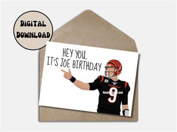 Joe Burrow Birthday Card Greeting Cincinnati Bengals Funny Cartoon