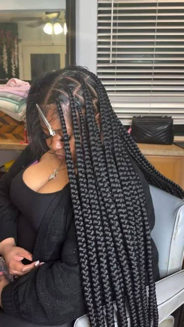 Jumbo Knotless Braids Big box braids hairstyles, Quick braided