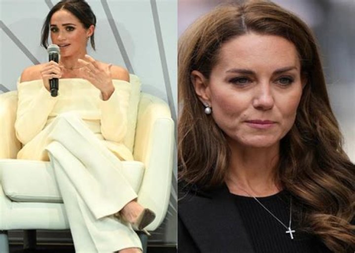 Kate and Meghan speak as they sit in the royal box on centre court to watch the women's singles final match between Serena Williams of the United States and Romania's Simona Halep on day 12 of the Wimbledon Tennis Championships in London, July 13, 2019. Photo / AP
